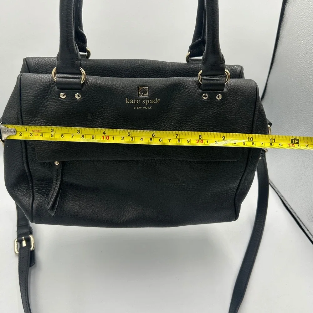 Kate Spade Satchel Bag Womens Medium Black Pebbled Leather Crossbody